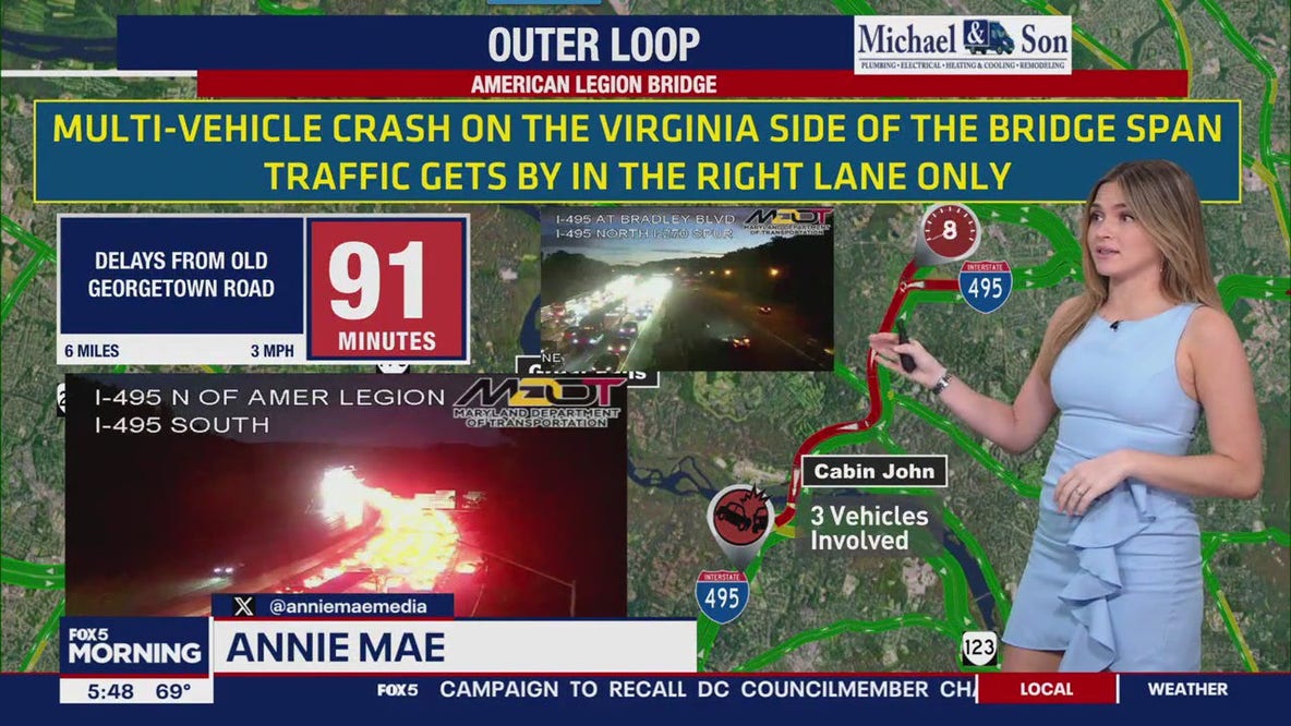 American Legion Bridge crash causes major delays Tuesday